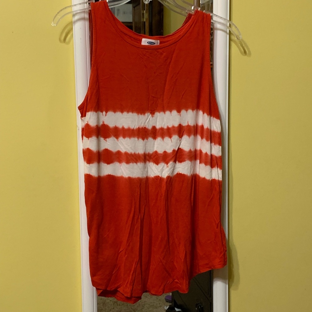 Old Navy Red & White Tie-Dye Tank Top